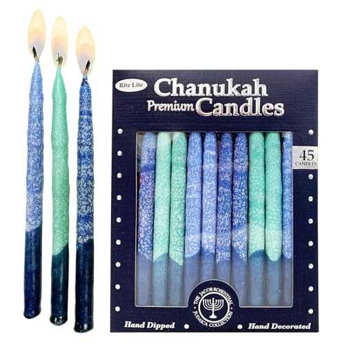 LDREAMAM Rite Lite LTD Premium Shades of Blue Chanukah Frosted Candles