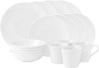Royal Doulton - Gordon Ramsay Maze White Collection - Stoneware Set of 16 - Dinner Plates, Side Plates, Cereal Bowls & Mugs - Ideal for Breakfast, Lunch and Dinner
