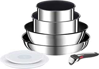 Ingenio Preference ON Saucepan Set, 7 Pieces, Stackable, Removable Handle, Space Saving, Non-Stick, Induction, Stainless Steel, L9749702