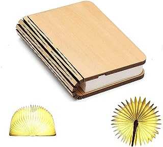 HUYOZOY Wooden Book Lamp,Mini Folding Led Book Light Magnetic USB Rechargeble 880mAh Lithium Batteries Light Up Book Shaped Light for Room Decor,Novelty Personalised Valentines Day Gifts for Her Wife