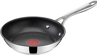 Tefal Jamie Oliver Cook's Direct Stainless Steel Frying Pan, 20 cm, Non-Stick Coating, Heat Indicator, Riveted Safe-Grip Handle, Induction Hob Compatible, E3040244