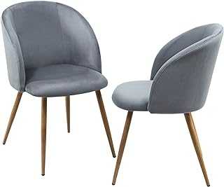 EGGREE Pack 2 Retro Velvet Armchairs Dining Chairs Accent Chairs with Metal Chair legs and Upholstered Seat, Grey