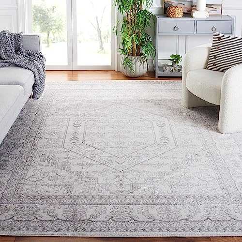SAFAVIEH Adirondack Collection ADR108B Oriental Medallion Non-Shedding Living Room Bedroom Dining Home Office Area Rug, 8' x 10', Ivory / Silver