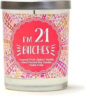 I'm 21 | Tropical Fruit, Spice, Vanilla | Scented Soy Candles | 10 Oz. Jar Candle | Made in USA | Decorative Aromatherapy | 21 Year Old Birthday Gifts | 21st Birthday Candles