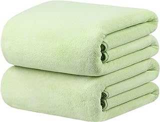 JML Luxury Hotel & SPA Jumbo Bath Towels (2 Pack, 35"x70") - 350GSM High-Density Fleece Sheet Towel Sets - Super Soft and Absorbent, Lint Free, Fade Resistant Oversized Bath Sheet, Green