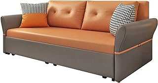 Tolalo Fabric Sofa Bed Couch 3 Seater Modern Padded Sofabed Settee Recliner Lazy Couch with Hidden Storage Space for Living Room,70.9 IN (Color : Orange)