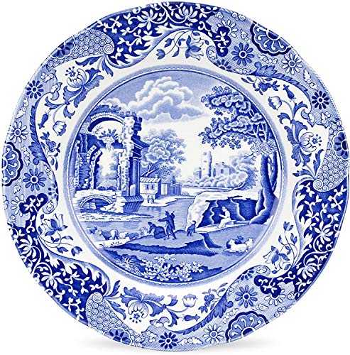 Spode BLI0100 Dinner Plates, Ceramic, Blue, White,10.5 inch Dinner Plate