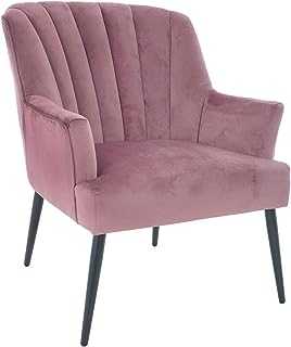 Hodge and Hodge Dusky Pink Oyster Armchair Plush Velvet Fabric Cover and Shell Stitched Back This Modern Furniture Accent Chair Is Ideal For Relaxing at Home Lounge Bedroom or Office XS6189