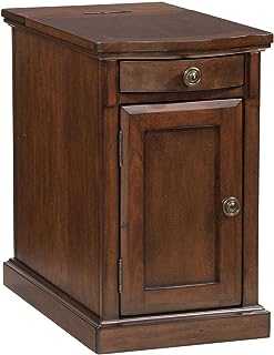 Signature Design by Ashley Laflorn Traditional Chair Side End Table with 2 USB Ports & Outlets, Medium Brown