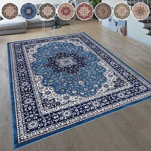COZILY Vintage Traditional Oriental Persian Anti Fatigue Turkish Mat Washable Jute Backing Extra Large Area Rugs for Hallway Kitchen Living Room Office Bedroom Aisle Corridor (160x230, Blue)