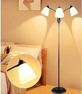 Depuley 3-Light Floor Lamp, Modern LED Standing Floor Lights with E27 Bulbs Base, Adjustable Reading Light for Bedroom, Living Room, Library, Office, Matt Black(Bulb Not Include)