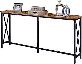 SUPERJARE 70.9 Inch Console Table, Extra Long Entryway Table with Metal Frame and X-Shaped Design, Narrow Sofa Table for Living Room and Hallway - Rustic Brown