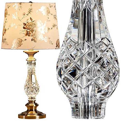 Table lamps Lamp European-style Table Lamp Luxury Decorative American Crystal Table Lamp Bedroom Bedside Lamp Modern Minimalist Table Lamp Creative Fashion Button-type Chrome-plated Engraving Textile