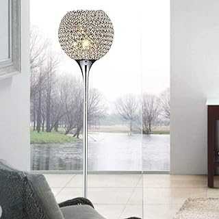 WANGIRL Led Floor Lamps for Living Room Modern Chrome Finish Silver Crystal Floor Lamp with E27 Bulb Base and Foot Switch Floor Standing Reading Lamps Tall Lamp for Bedroom