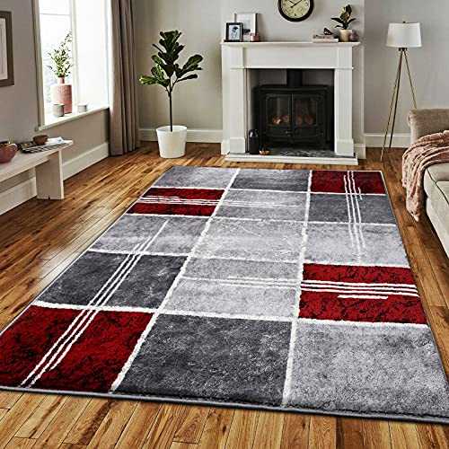 Super Soft Rugs for Living Room Bedroom Rug - Thick Dense Pile Non Shed Fluffy Rug For Bedroom - Small Medium Large Carpet Area Rugs Kitchen Floor Mat (Red, 160 x 230 cm (5ft 4" x 7ft 8"))