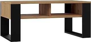 CDF Modern Coffee Table 2P | Colour: Oak Artisan Black | Modern Table for a Living Room, Room, Office | Shape: Square Rectangle | Shelf for Small Items, Newspapers, Magazines or Books