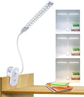deaunbr LED Reading Light with Clip, Desk Lamp 48 LEDs 2600mAh Battery USB Rechargeable Book Lights Stepless Adjustable Brightness Eye Protection Flexible Table Lamps for Bed Headboard, Home, Office