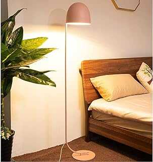 Floor Lamp Industrial Floor Lamp Metal Floor Task Lamp 59in Standing Lamp With Metal Shade & Round Base Indoor Reading Lamp（Yellow, Pink） Standing Lamp (Color : Floor lamp pink)