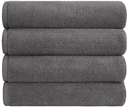 Pleasant Home 4 Pack Bath Sheet Set – 90 x 150 cm / 35 x 59” – Professional Use for Hotels, Hospitality, Spas, Salons – 100% Cotton, 500 GSM – Classic, Lightweight, Durable – Grey or White(Grey)