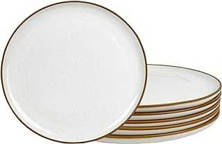 Mora Ceramic Dinner Plates Set of 6, 10 inch Dish Set - Microwave, Oven, and Dishwasher Safe, Scratch Resistant, Modern Rustic Dinnerware- Kitchen Porcelain Serving Dishes - Vanilla White