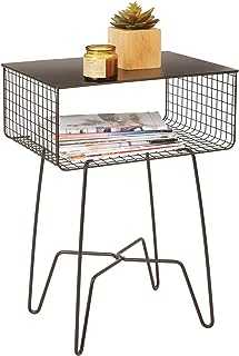 mDesign Accent Table — Living Room Coffee Table with Hairpin Legs and Storage Shelf — Rustic Side Table for the Home — Bronze