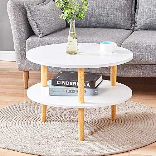 BonChoice Simple 2-Tier Coffee Table Sofa Side Table for Living Room, Modern Simple End Table Bedside Wooden for Small Space (2-Tier White 60cm)