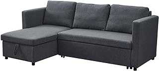 Corner Sofa Bed 3 Seater L Shape Grey Fabric W/Storage Living Room Furniture,Dark grey,