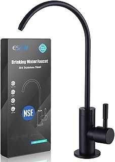 ESOW Water Filter Tap, 100% Lead-Free Drinking Water Filter Kitchen Tap, Fits Most Reverse Osmosis Units or Water Filtration System in Non-Air Gap, Stainless Steel 304 Body Matte Black Finish