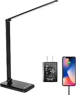 LED Desk Lamp,Eye-Caring Table Lamps,Stepless Dimmable Office Lamp with USB Charging Port,Touch/Memory/Timer Function,25 Brightness Lighting,Foldable Lamp for Reading,Studying,Working,Himigo