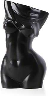 Feminine Body Vases,Feminine Curve Vases,Unique Undressing Look,Decorative Vases, Creative Floral Vases,Ceramic Vases for Modern Bohemian Home Decoration,(Birthday Gifts), (Black)
