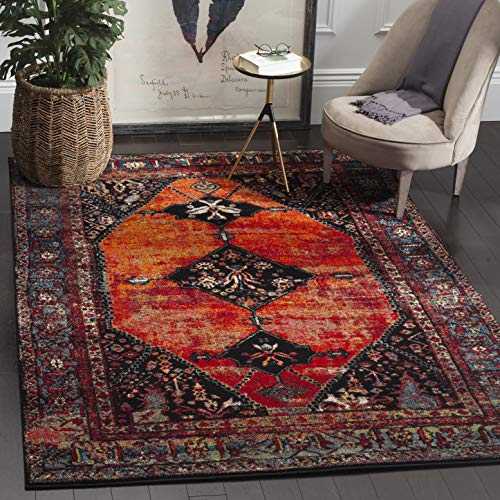 Safavieh Vintage Hamadan Collection VTH217B Oriental Traditional Persian Area Rug, 3' x 3' Square, Orange / Multi