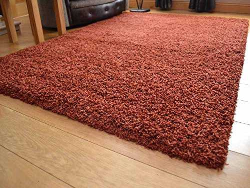 Soft Touch Shaggy Rust Thick Luxurious Soft 5cm Dense Pile Rug. Available in 7 Sizes (120cm x 170cm)