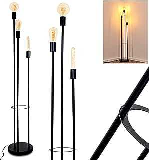 Floor lamp Maidford in Black Metal, Modern Light for Stylish Living Room, with Foot Switch on The Cable, for 3 x E27 max. 60 Watt Light Bulbs, Suitable LED Bulbs