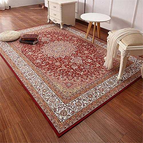 TEPPICH-CY-ZK Indoor Non Slip Carpet for Bedroom-Red Beige Vintage Persian Floral Pattern Oriental Traditional Carpet Thick and Soft Does Not Fall Off-160 * 230cm