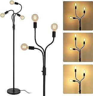 Rayofly Industrial Floor Lamp, 3-Light Dimmable Black Floor Lamps for Living Room, Vintage Standing Lamps with Dimmer and Adjustable Arms, Metal, E27 LED, Modern Tall Lamps for Bedroom, Dining Room