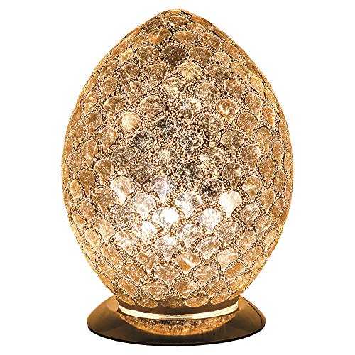 Britalia LED Gold Mosaic Glass Vintage Egg Table Lamp 30cm | 470 Lumen Warm White LED Lamp Included | Desk Light