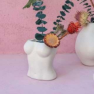 FROZZUR Body Vase, Boho Vases for Flowers, Body Flower Vase, Chic Vase, Boho Home Accents, Female Form Vase with Drainage Holes