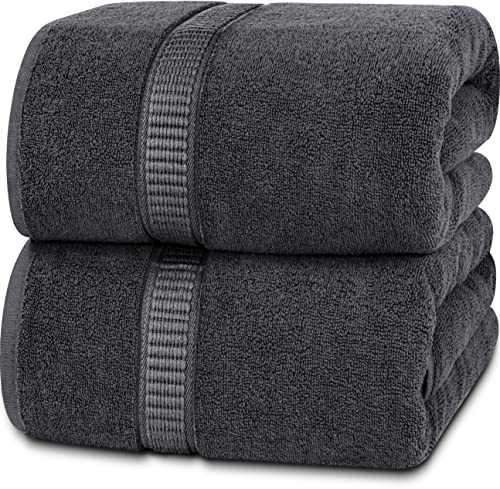 Utopia Towels - Premium Jumbo Bath Sheet (90 x 180 cm, 2 Pack) - 100% Ring Spun Cotton Highly Absorbent and Quick Dry Extra Large Bath Sheet - Super Soft Hotel Quality Towel (Grey)