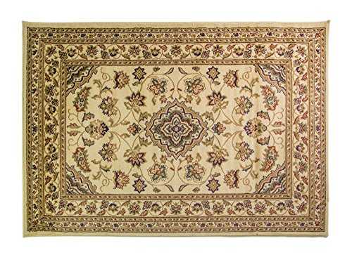 Large Classic Oriental Persian Style Floral Traditional Rug/Mat, Beige - 120 x 170cm