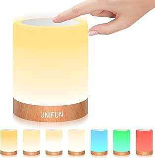 UNIFUN Table Lamp, Touch Sensor Bedside Lamps, Dimmable Warm White Light & Color Changing RGB for Bedrooms (Regular Size)