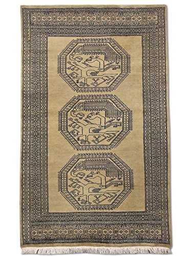 Traditional Persian Handmade Gilgit Rug, Wool, Camel/beige, Small, 94 X 152.2 cm, 3' 1" x 5' (ft)