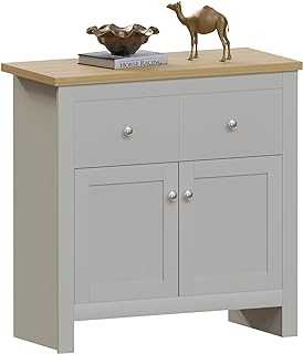 Vida Designs Arlington Sideboard, Buffet Table, Cupboard Cabinet Engineered Wood (Grey & Oak, 2 Drawer 2 Door)