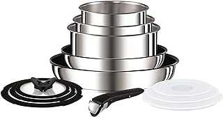 Tefal Ingenio Stainless Steel Pots & Pans Set, 13 Pieces, Stackable, Removable Handle, Space Saving, Non-Stick, Induction, L9409042