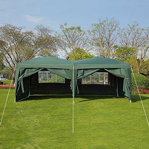 Tuff Concept Panana Garden Party Rapid Tent 6 x 3m Heavy Duty Waterproof Pop Up Gazebo with Sides and Bag #170g PU Coated Fabric#Easy Set-up (Green)