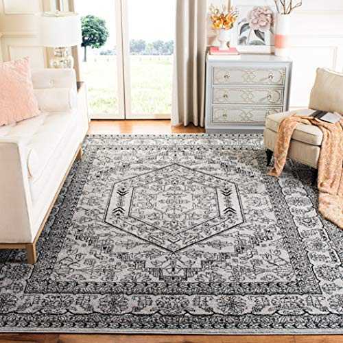 SAFAVIEH Adirondack Collection ADR108A Oriental Medallion Non-Shedding Living Room Bedroom Dining Home Office Area Rug, 8' x 10', Silver / Black