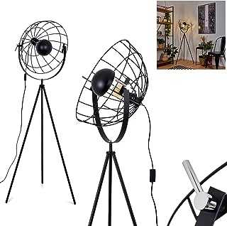 Floor lamp Saturn, Vintage Light in Metal with a Ø 42 cm Black Grid Shade with Reflector, for 1 E27, max. 60 Watt Light Bulb, Suitable for LED Bulbs