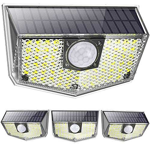 OUSFOT Solar Security Light Outdoor Motion Sensor [4 Packs] LED Solar Lights Outdoor Motion Sensor Spotlights IP67 Waterproof 3 Lighting Modes with 120º Angel 1200mAh Durable