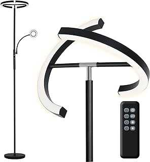 Aomeya Floor Lamp, Sky LED Modern Floor Lamp Super Bright Floor Lamps,20W/1600LM Main Light and 7W/400LM Side Reading Lamp for Living Room, Bedroom, Work with Remote Control & Touch Control