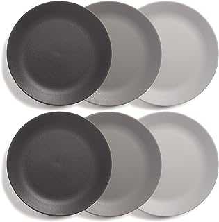 US Acrylic Everest Ultra-Durable Plastic 10 inch Dinner Plates in Grey Stone | set of 6 Reusable, BPA-Free, Made in the USA, Dishwasher Safe Dinnerware