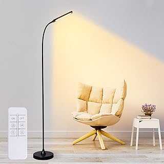 Shine Decor LED Floor Lamp of Touch & Remote Control, Dimmable LED Floor Lights with 5 Color Temperatures for Home Office, Standing Tall Lights with Swing Arm LED Reading Lamp for Bedroom Living Room